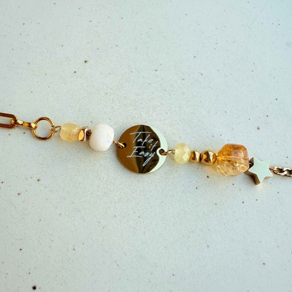 Take It Easy 先躺平｜米黃玉水晶手環