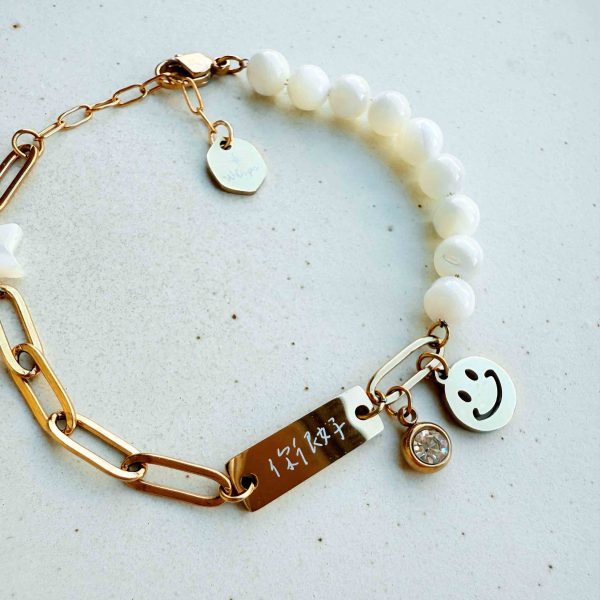 你很好｜微笑鋯石白蝶貝手環